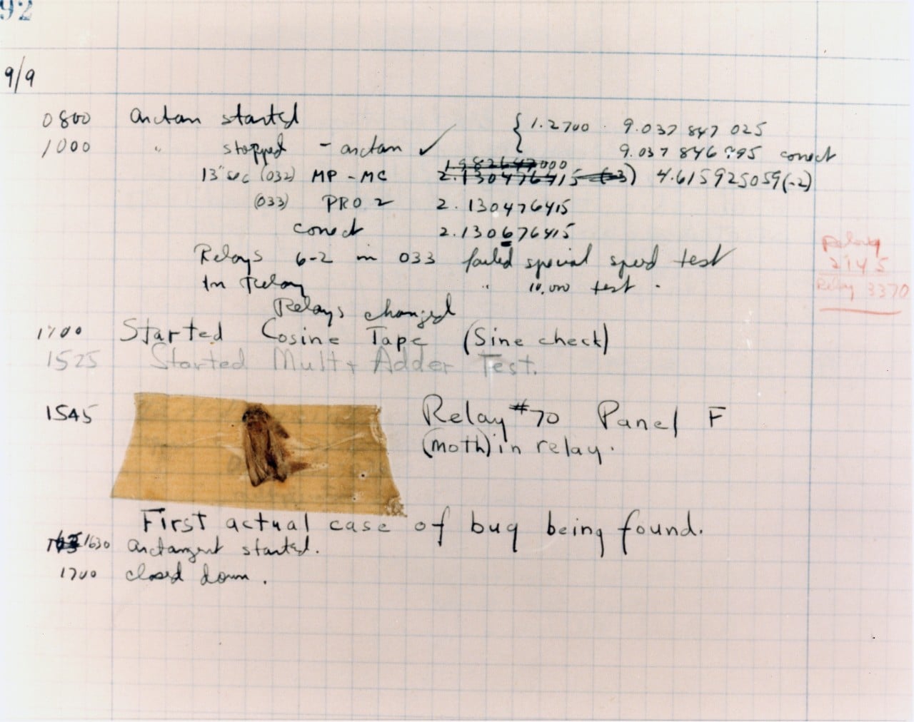 Le premier bug de l'histoire © Naval History and Heritage Command