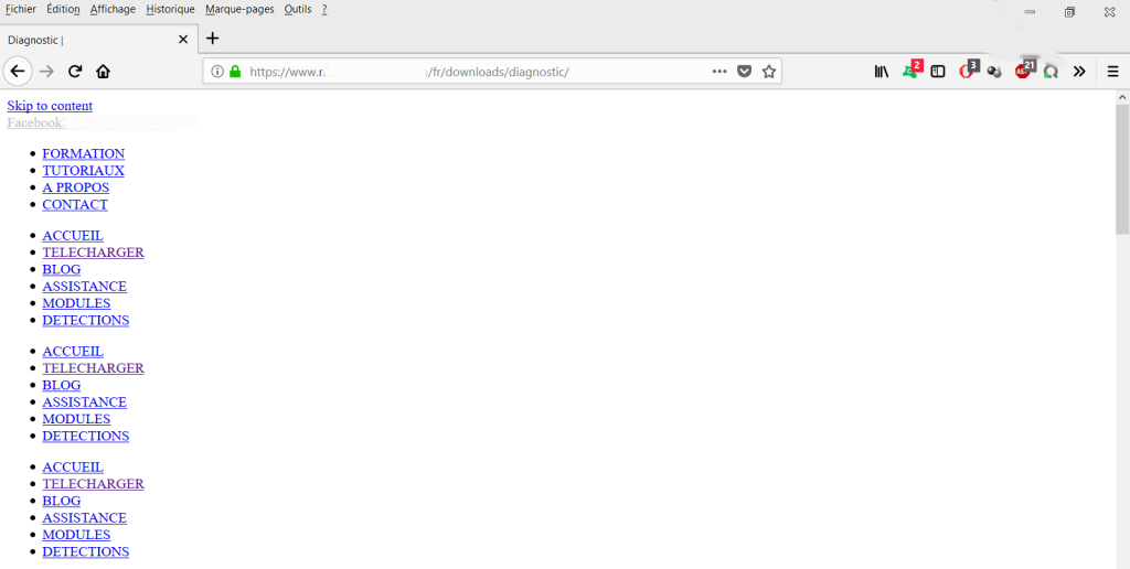 Problème d’affichage du site