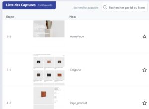 Visualiser rapidement les captures d'écran depuis la liste des captures Fonctionnalités clés d'une plateforme SaaS d'automatisation de test