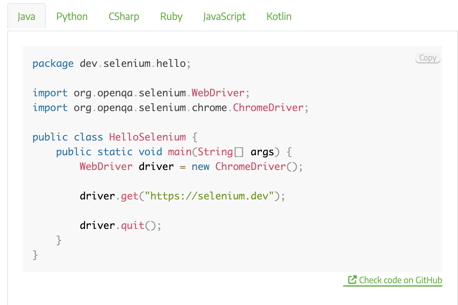 selenium-langages