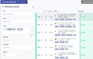 Automatisation de test - Liste des scénarios actifs Fonctionnalités clés d'une plateforme SaaS d'automatisation de test