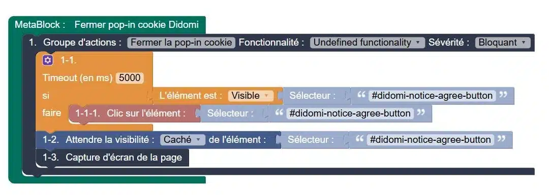 Métablock de gestion du bandeau de consentement dans Mr Suricate, réutilisable dans tous les scénarios