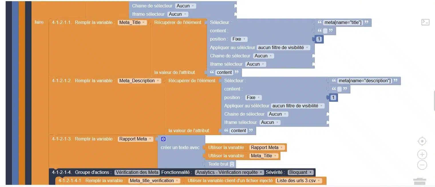 Test script for checking tags in the Mr Suricate editor: title and description are read from the DOM and then compared to a list of URLs